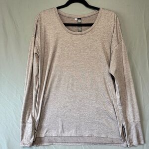 RBX Womens Long Sleeve Tee L Lilac Melange Layers Thumbholes Gym Yoga Workout